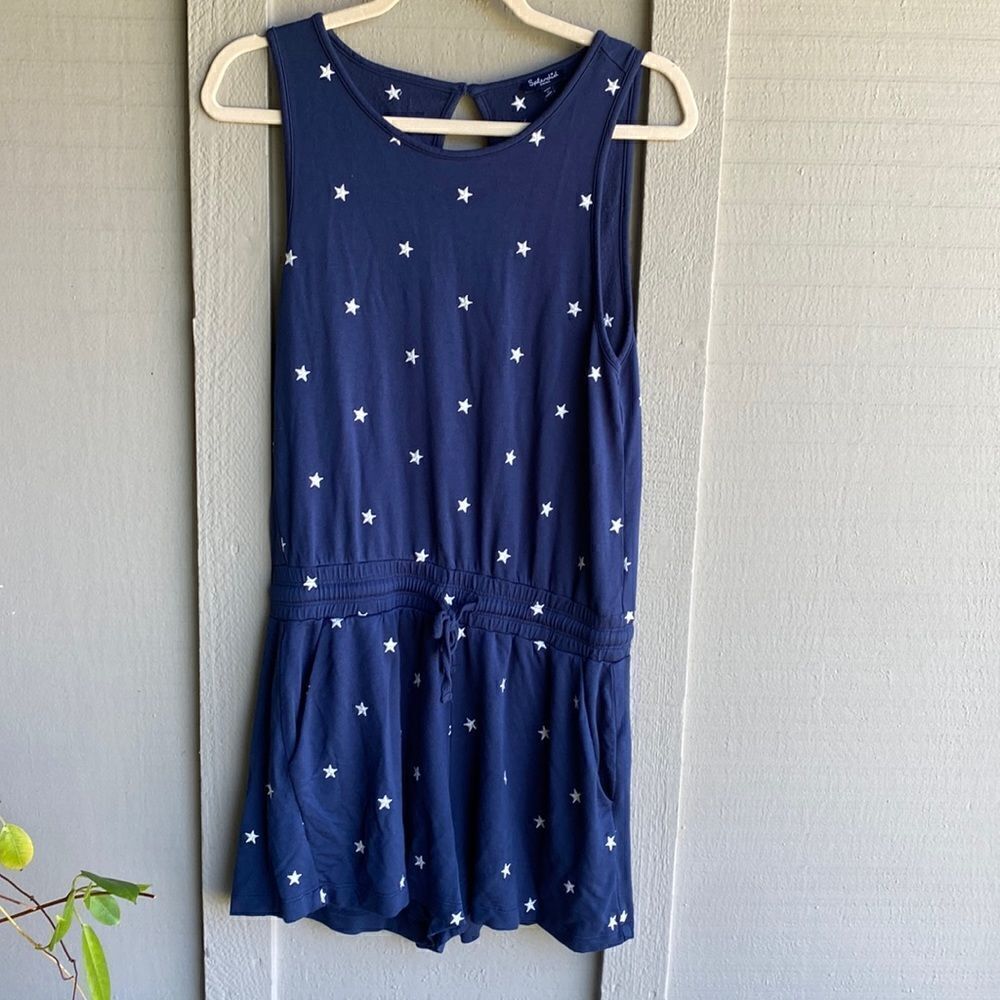 NWT - Splendid Navy Blue with White Embroidered Stars Shorts Romper Size… - Picture 3 of 7